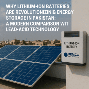 solar system installed with lithium-ion battery in Pakistan house roof.