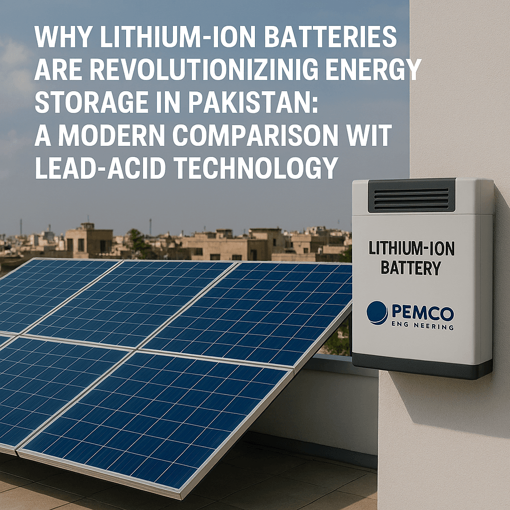 solar system installed with lithium-ion battery in Pakistan house roof.
